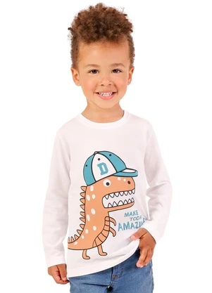 Tink Bink - Camiseta em Meia Malha Maga Longa Branco - TINK BINK