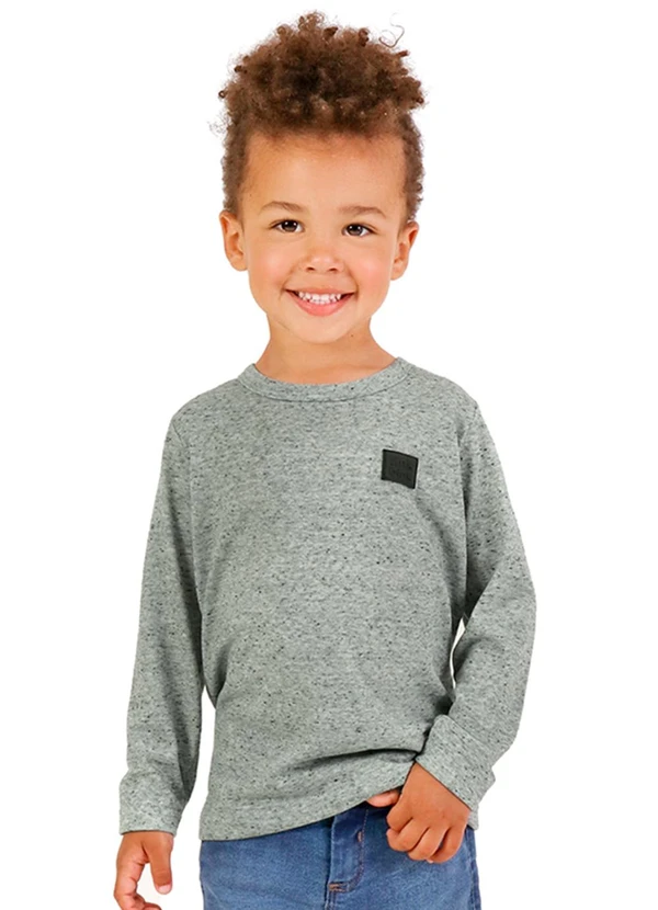 Tink Bink - Camiseta em Meia Malha Maga Longa Cinza