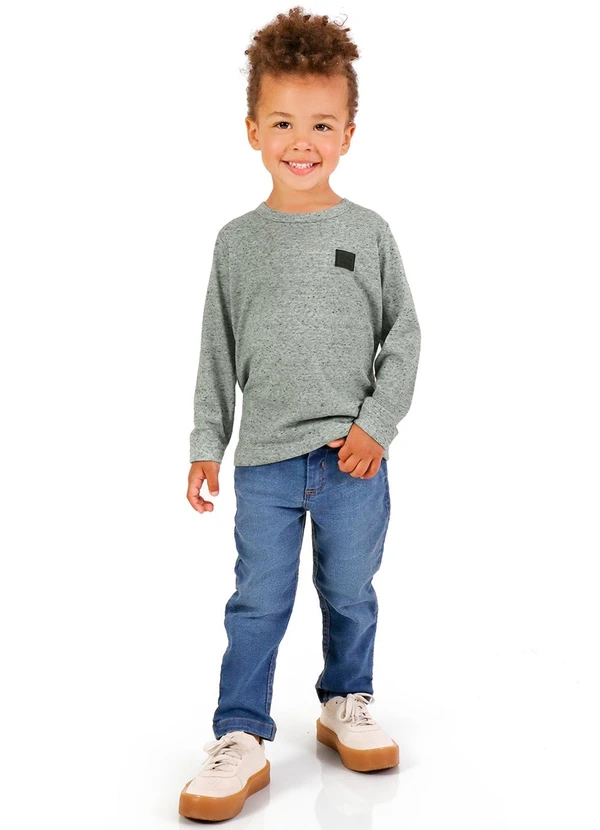 Tink Bink - Camiseta em Meia Malha Maga Longa Cinza 2