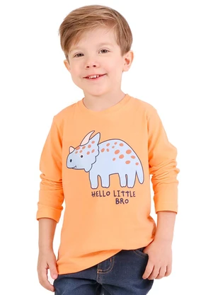 Tink Bink - Camiseta em Meia Malha Maga Longa Laranja - TINK BINK