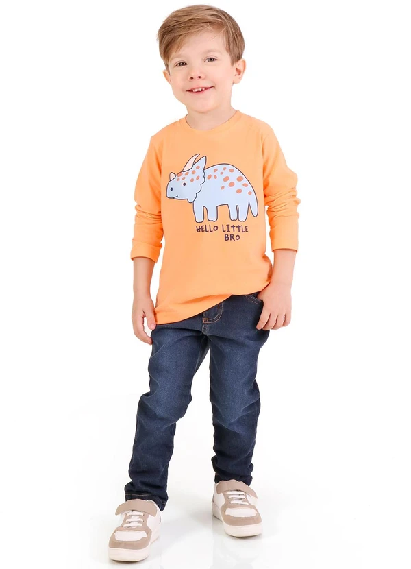 Tink Bink - Camiseta em Meia Malha Maga Longa Laranja 2