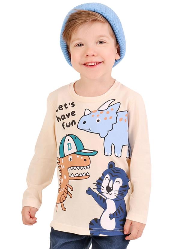 Tink Bink - Camiseta em Meia Malha Maga Longa Off White