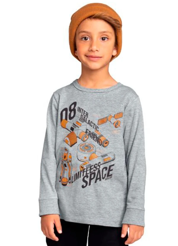 Marlan - Camiseta em Meia Malha Penteada Cinza