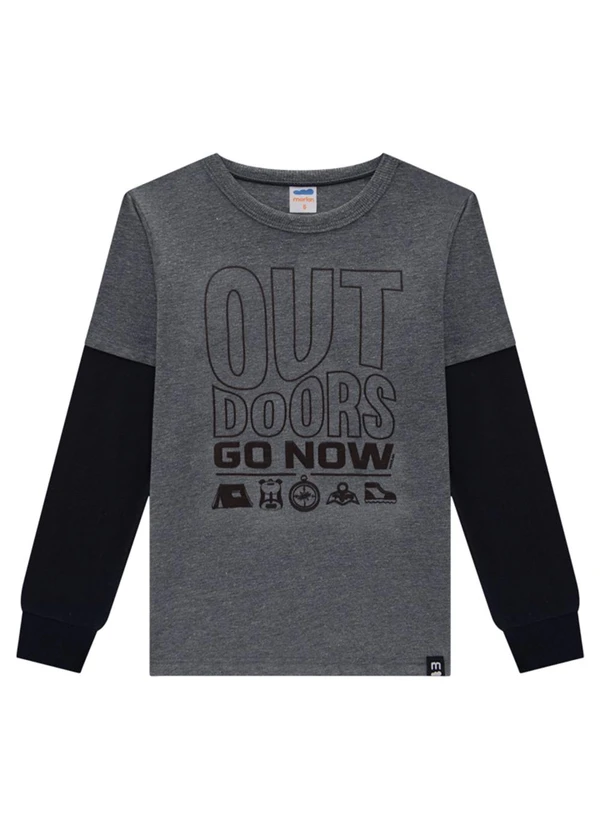 Marlan - Camiseta em Meia Malha Penteada Cinza