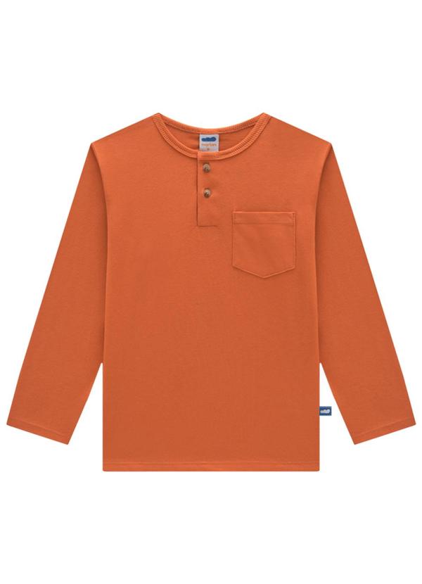 Marlan - Camiseta em Meia Malha Penteada Laranja