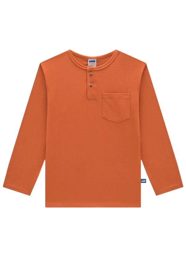 Marlan - Camiseta em Meia Malha Penteada Laranja