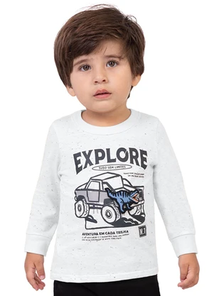 Malwee Kids - Camiseta Explore em Botonê  Branco - MALWEE KIDS