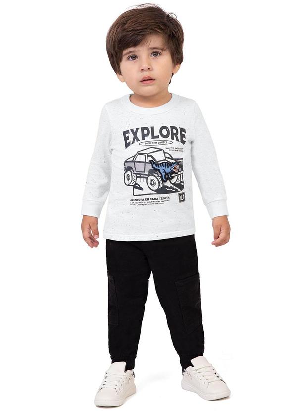 Malwee Kids - Camiseta Explore em Botonê Branco 1