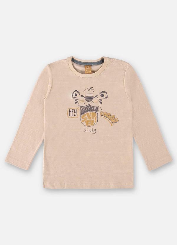 Up Baby - Camiseta Flamê Infantil Menino Bege