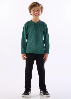 Quimby - Camiseta Gola Ribana Peitilho Verde - QUIMBY