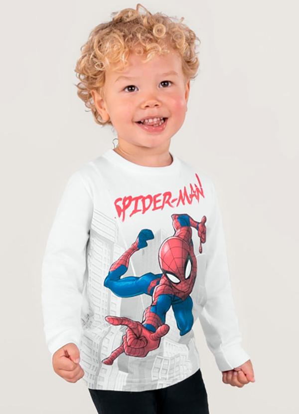 Brandili - Camiseta Homem Aranha Infantil Unissex Branco