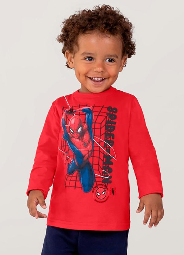 Brandili - Camiseta Homem Aranha Infantil Unissex Vermelho