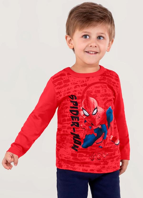 Brandili - Camiseta Homem Aranha Infantil Unissex Vermelho