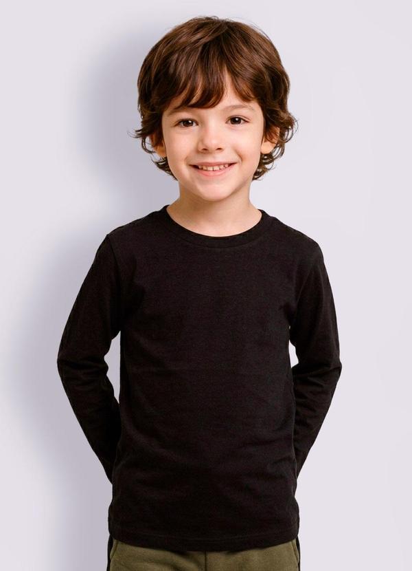 Torra - Camiseta Infantil Básica Manga Longa Preta