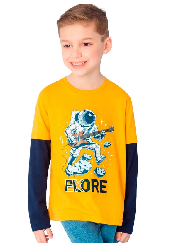 Ddk - Camiseta Infantil de Manga Longa Amarelo