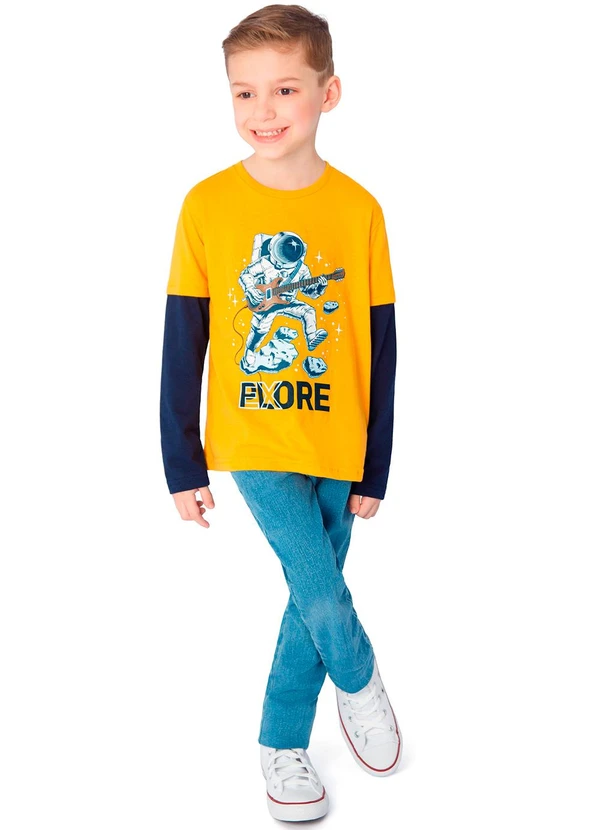 Ddk - Camiseta Infantil de Manga Longa Amarelo 2