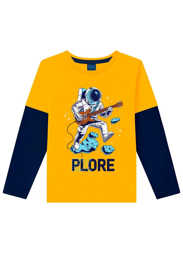 Ddk - Camiseta Infantil de Manga Longa Amarelo 3