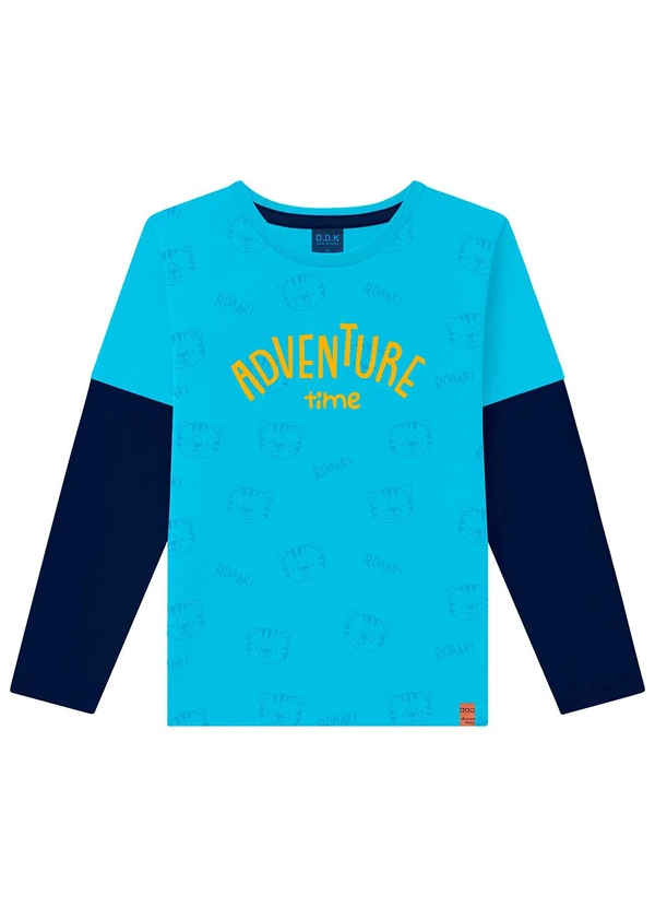 Ddk - Camiseta Infantil de Manga Longa Azul
