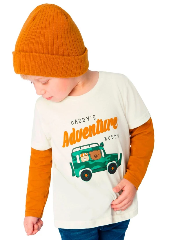 Ddk - Camiseta Infantil de Manga Longa Bege