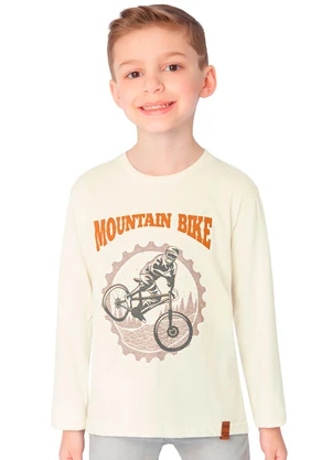 Ddk - Camiseta Infantil de Manga Longa Bege - DDK