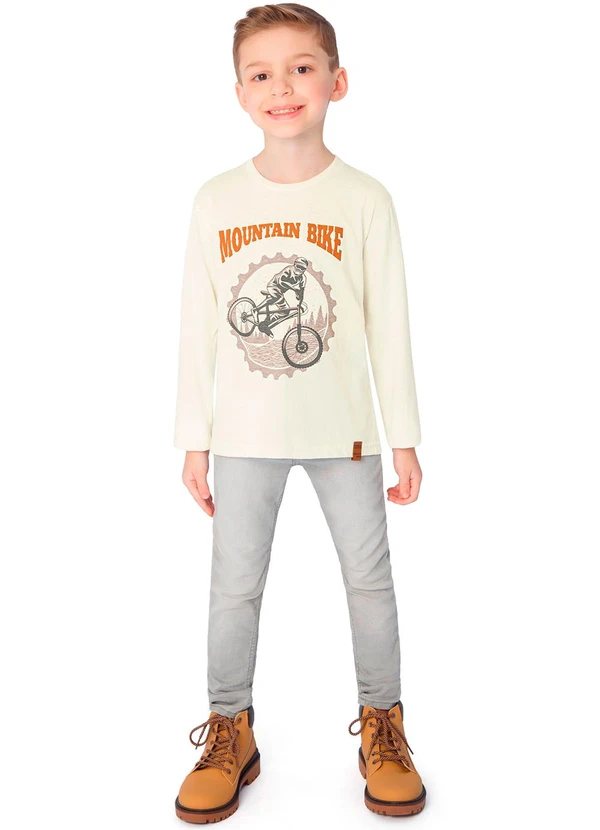 Ddk - Camiseta Infantil de Manga Longa Bege 2