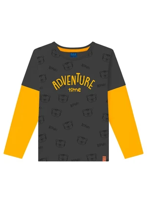 Ddk - Camiseta Infantil de Manga Longa Cinza - DDK