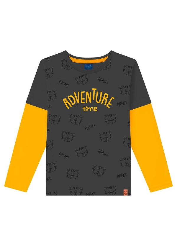 Ddk - Camiseta Infantil de Manga Longa Cinza