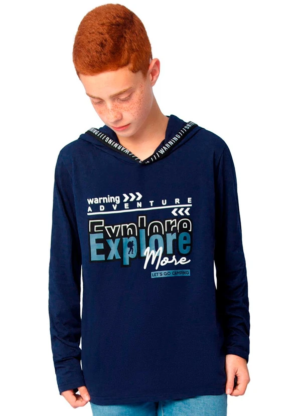 Ddk - Camiseta Infantil de Manga Longa com Capuz Azul