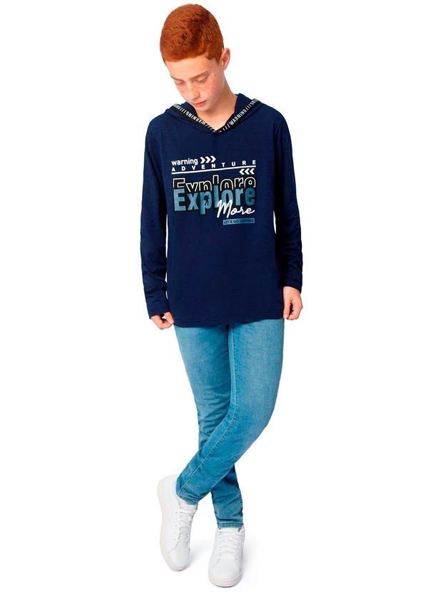 Ddk - Camiseta Infantil de Manga Longa com Capuz Azul 2