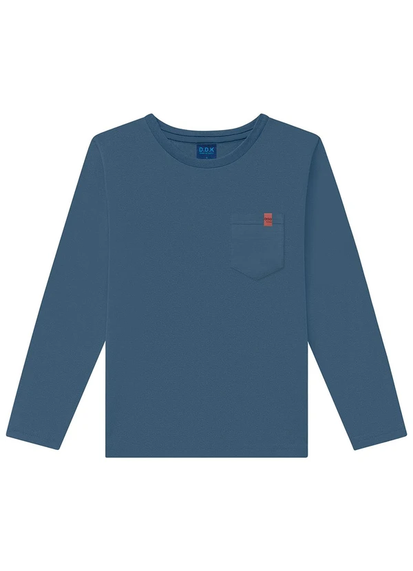Ddk - Camiseta Infantil de Manga Longa Piquet Azul