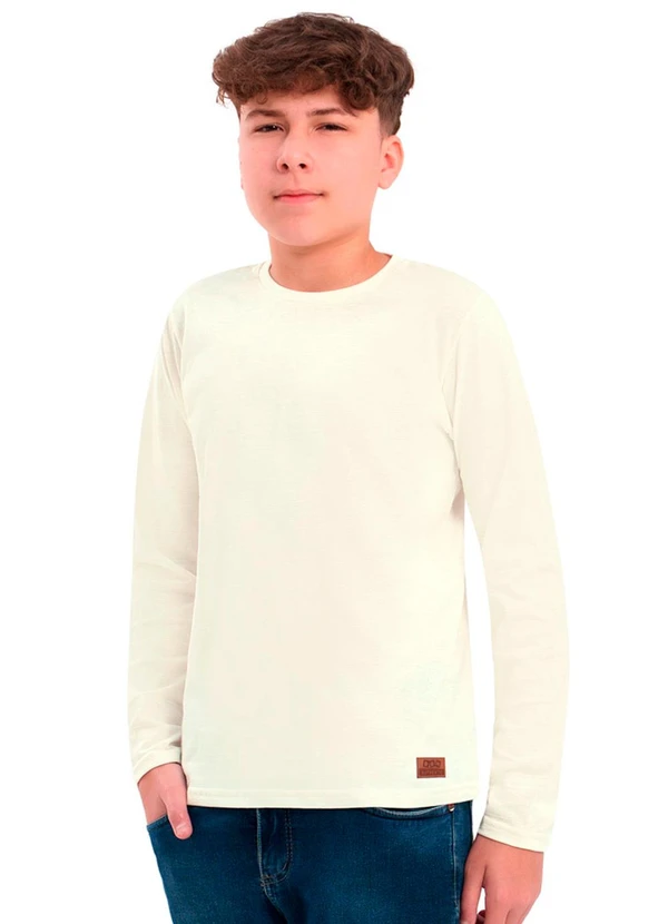 Ddk - Camiseta Infantil de Manga Longa Piquet Bege