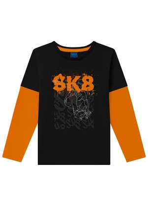 Ddk - Camiseta Infantil de Manga Longa Preto - DDK