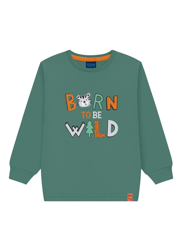 Ddk - Camiseta Infantil de Manga Longa Verde