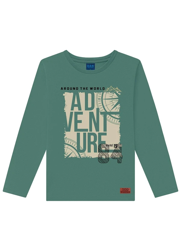 Ddk - Camiseta Infantil de Manga Longa Verde