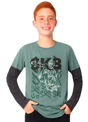 Ddk - Camiseta Infantil de Manga Longa Verde - DDK