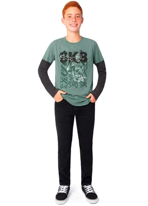 Ddk - Camiseta Infantil de Manga Longa Verde - DDK