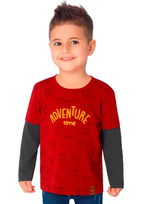 Ddk - Camiseta Infantil de Manga Longa Vermelho - DDK