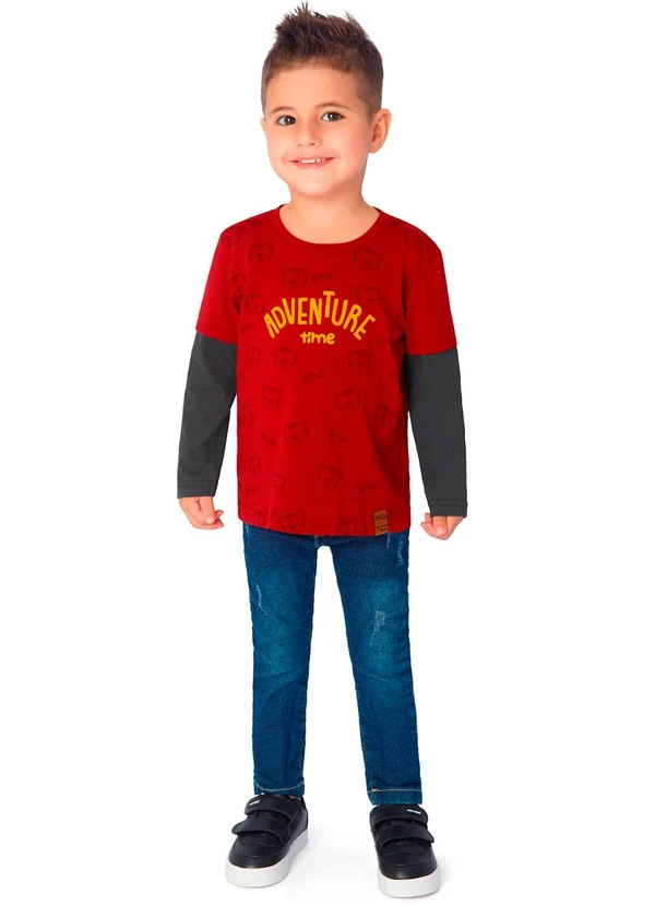 Ddk - Camiseta Infantil de Manga Longa Vermelho 2