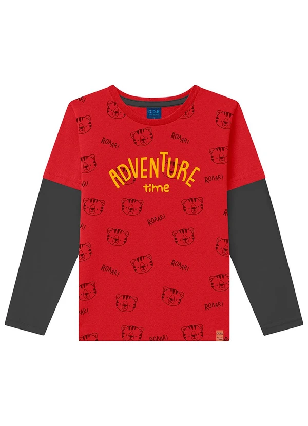 Ddk - Camiseta Infantil de Manga Longa Vermelho 3