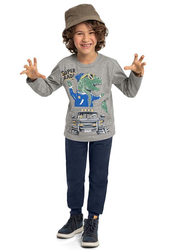 Quimby - Camiseta Infantil Dino Menino Cinza 2