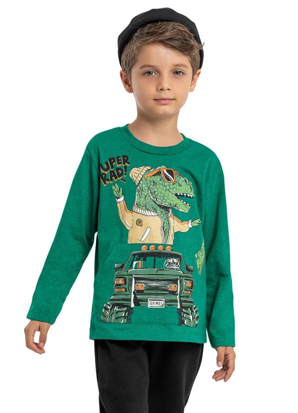 Quimby - Camiseta Infantil Dino Menino Verde