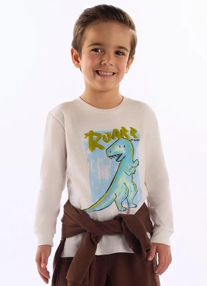 Up Baby - Camiseta Infantil Dinossauro Branco - UP BABY