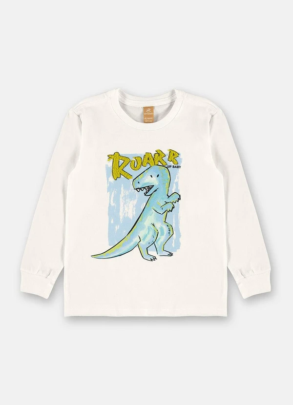 Up Baby - Camiseta Infantil Dinossauro Branco 3
