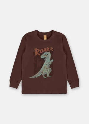 Up Baby - Camiseta Infantil Dinossauro Marrom - UP BABY
