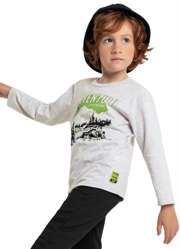 Quimby - Camiseta Infantil em Meia Malha Cinza