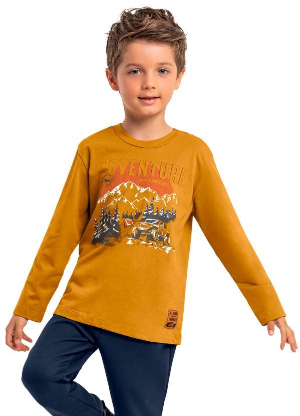 Quimby - Camiseta Infantil em Meia Malha Marrom