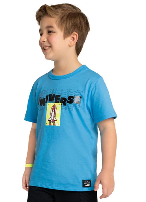 Marlan - Camiseta Infantil em Meia Malha Penteada Azul