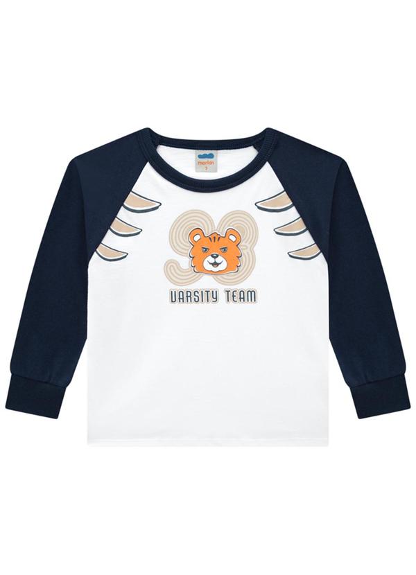Marlan - Camiseta Infantil em Meia Malha Penteada Branco