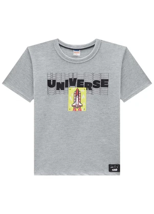 Marlan - Camiseta Infantil em Meia Malha Penteada Cinza - MARLAN