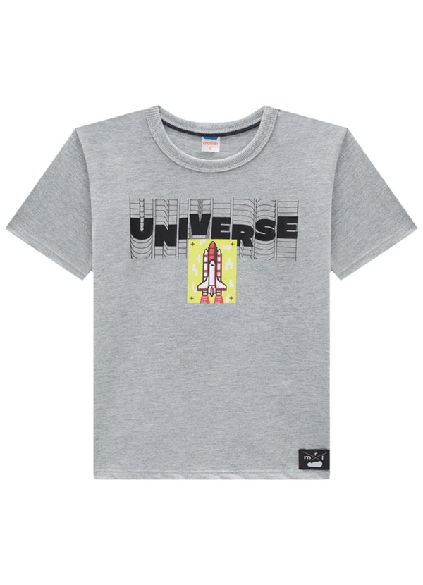 Marlan - Camiseta Infantil em Meia Malha Penteada Cinza